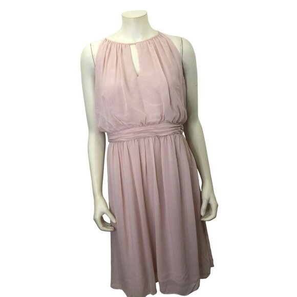 ADRIANNA‎ PAPPELL CHIFFON BLOUSON HALTER DRESS SIZE 10 - Picture 1 of 9